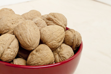 walnuts on bowl close up