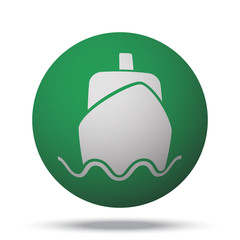 Obraz premium White Boat web icon on green sphere ball