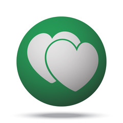 White Love Sign web icon on green sphere ball