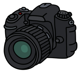 Photographic camera / Hand drawing, vector illustration