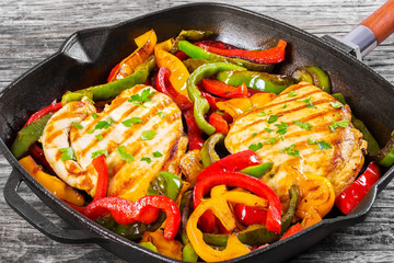 Grilled Chicken breast fillet and fried bell pepper