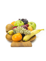 tasty summer fruits in backet isolated on white