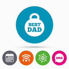 Best dad sign icon. Award weight symbol.