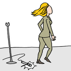 Businesswoman dropping the microphone