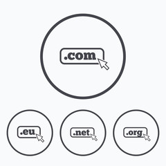 Top-level domains signs. Com, Eu, Net and Org.