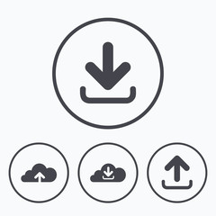 Download now signs. Upload from cloud icon.