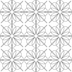 The complex geometric pattern. Seamless pattern of thin lines. Black and white monochrome ornament.