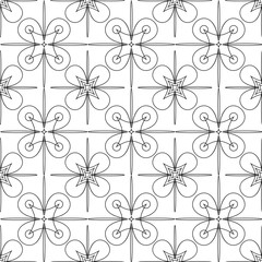 The complex geometric pattern. Seamless pattern of thin lines. Black and white monochrome ornament.