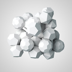 Abstract 3d rendering of chaotic polygon particles. 