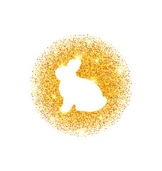 Abstract Happy Easter Golden Glitter Rabbit