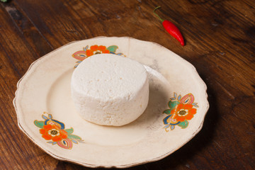 Ricotta cheese on the plate