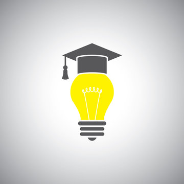 education icon. vector illustration graduation cap and light bul