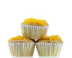 Foithong Cake, Golden thread cake isolate on white.