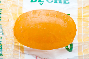 yellow candy and wrapper.