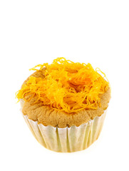 Foithong Cake, Golden thread cake isolate on white.