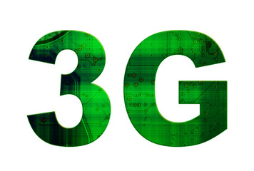 Isolated green and black text 3G on white background