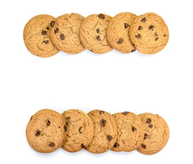 Chocolate chip cookies isolated on white background