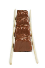 stick centered with chocolate