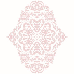 Oriental pattern with arabesques and floral elements. Traditional classic light pink ornament