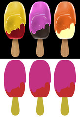 3D Rendering a collection of colourful ice cream set.