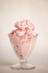 Strawberry ice cream in a glass