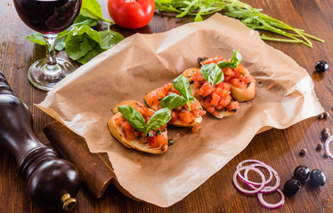 Bruschetta with wine