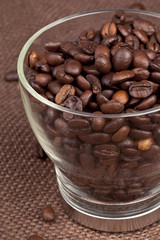 coffee beans in a glass container