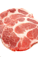 Raw Pork sliced isolated on white background