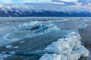 Large blocks of ice crack.