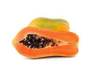 Papaya fruit on white background
