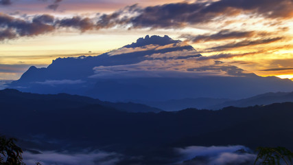 Mount Kinabalu during sunrise , View of Mount Kinabalu in the morning ,
