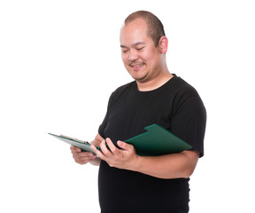 Man reading on clipboard