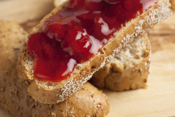 strawberry jam in bread