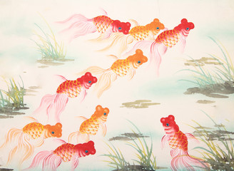 Chinese goldfish painting - 109571213