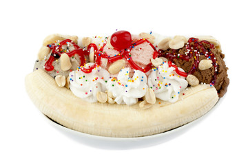 close up banana split
