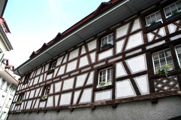 Typical half-timbered house in Switzerland / Traditional house in Western Europe
