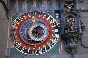 Zodiac signs / Antique clock with signs of the zodiac and miniatures