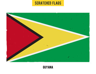 Obraz premium Guyanese grunge flag with little scratches on surface. A hand drawn scratched flag of Gayana with a easy grunge texture. Vector modern flat design