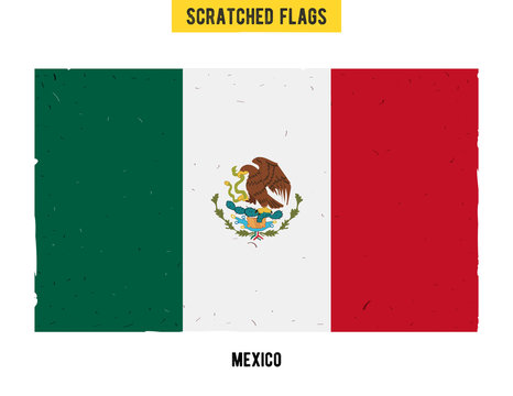 Mexican grunge flag with little scratches on surface. A hand drawn scratched flag of Mexico with a easy grunge texture. Vector modern flat design