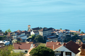 Fototapeta na wymiar View of the historic quarter in Herceg Novi (Montenegro)