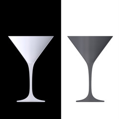 Shape empty cocktail glass in cut on clean background.