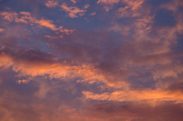 saturated colors colorful sunset . Summers are warm and beautiful sunset . Clouds filled with different colors of the rainbow . the sky as if drawn by an artist's brush