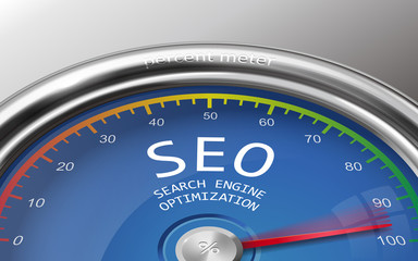 seo 3d illustration meter hundred percent