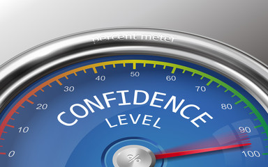 confidence level conceptual 3d illustration meter indicating hud