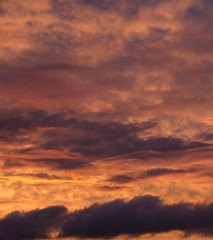 Fototapeta premium saturated colors colorful sunset . Summers are warm and beautiful sunset . Clouds filled with different colors of the rainbow . the sky as if drawn by an artist's brush