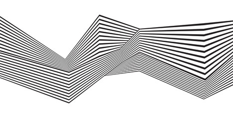 optical art, opart striped wavy background. abstract waves black