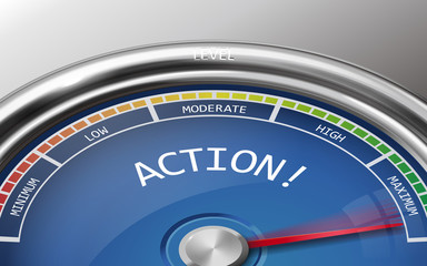 action conceptual 3d illustration meter indicator