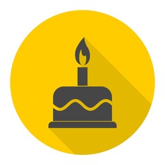 Cake - vector icon with long shadow