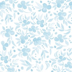Seamless pattern with flower branch 21. Watercolor background