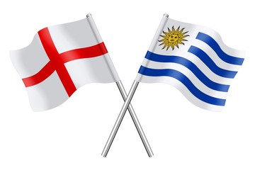 Fototapeta premium Flags: England and Uruguay